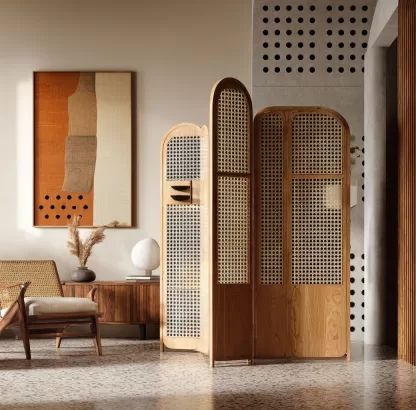 The new Chinese-style creative solid wood rattan screen is used for partitions in the living room, tea room, study, bedroom and entrance hall - Image 2