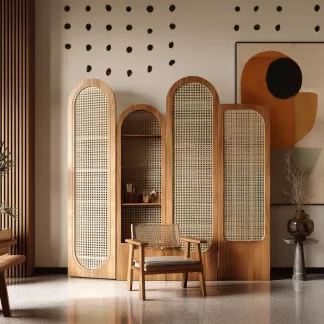 New Chinese-style creative solid wood screen for living room, tea room, study, high-end design sense screen for bedroom and entrance hall