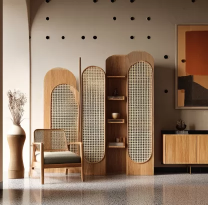 New Chinese-style creative solid wood rattan woven screen for living room, tea room, study, high-end design sense screen for bedroom and entrance hall - Image 3