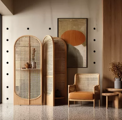 New Chinese-style creative solid wood rattan woven screen for living room, tea room, study, high-end design sense screen for bedroom and entrance hall - Image 3