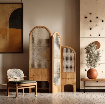 New Chinese-style creative solid wood rattan woven screen for living room, tea room, study, high-end design sense screen for bedroom and entrance hall - Image 5