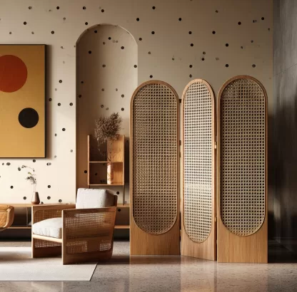 Wabi-sabi style rattan screen partition for the entrance hall of the living room, modern, simple and creative rattan screen - Image 2