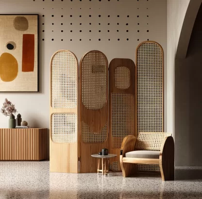 Wabi-sabi style rattan screen partition for the entrance hall of the living room, modern, simple and creative rattan screen - Image 4