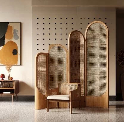 Wabi-sabi style rattan screen partition for the entrance hall of the living room, modern, simple and creative rattan screen - Image 5