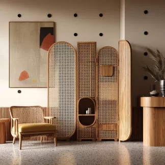 Wabi-sabi style rattan screen partition for the entrance hall of the living room, modern, simple and creative rattan screen