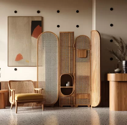 Wabi-sabi style rattan screen partition for the entrance hall of the living room, modern, simple and creative rattan screen