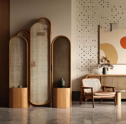Wabi-sabi style rattan screen partition for the entrance hall of the living room, modern, simple and creative rattan screen - Image 7