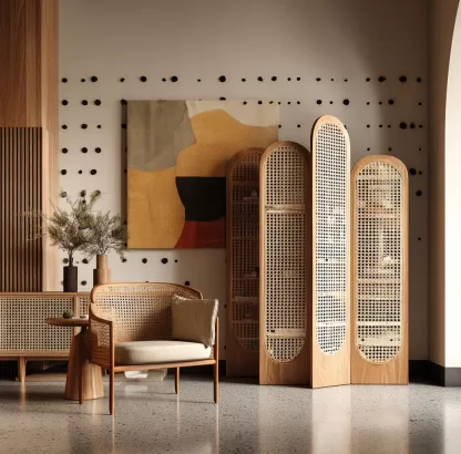Wabi-sabi style rattan screen partition for the entrance hall of the living room, modern, simple and creative rattan screen - Image 8