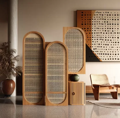 Wabi-sabi style rattan screen partition for the entrance hall of the living room, modern, simple and creative rattan screen - Image 9
