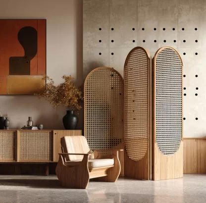 New Chinese-style creative solid wood rattan woven screen for living room, tea room, study, high-end design sense screen for bedroom and entrance hall - Image 7