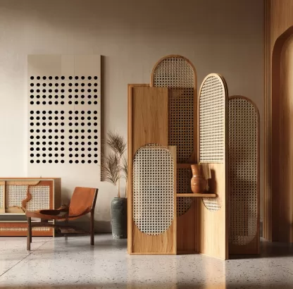 New Chinese-style creative solid wood rattan woven screen for living room, tea room, study, high-end design sense screen for bedroom and entrance hall - Image 8