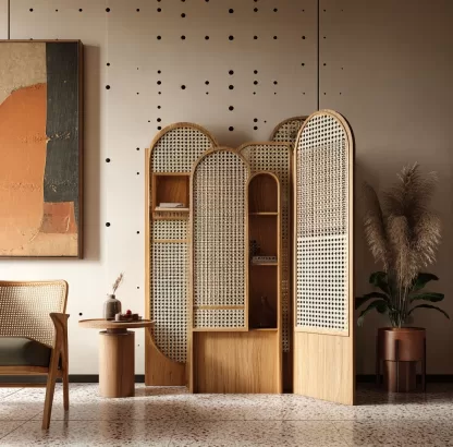 New Chinese-style creative solid wood rattan woven screen for living room, tea room, study, high-end design sense screen for bedroom and entrance hall - Image 7