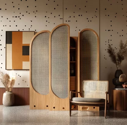 New Chinese-style creative solid wood rattan woven screen for living room, tea room, study, high-end design sense screen for bedroom and entrance hall - Image 9