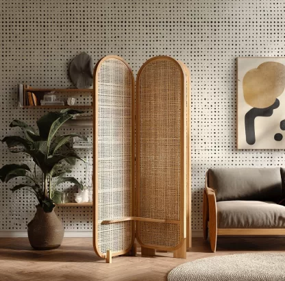 New Chinese-style creative solid wood rattan woven screen for living room, tea room, study, high-end design sense screen for bedroom and entrance hall - Image 5