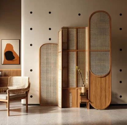 New Chinese-style creative solid wood rattan woven screen for living room, tea room, study, high-end design sense screen for bedroom and entrance hall - Image 7