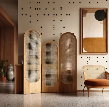 The new Chinese-style creative solid wood rattan screen is used for partitions in the living room, tea room, study, bedroom and entrance hall - Image 8