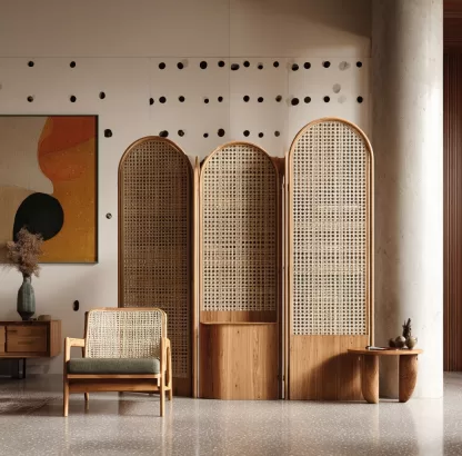 New Chinese-style creative solid wood rattan woven screen for living room, tea room, study, high-end design sense screen for bedroom and entrance hall - Image 6