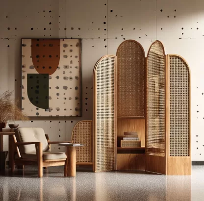 New Chinese-style creative solid wood rattan woven screen for living room, tea room, study, high-end design sense screen for bedroom and entrance hall - Image 8