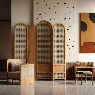 New Chinese-style creative solid wood screen for living room, tea room, study, high-end design sense screen for bedroom and entrance hall