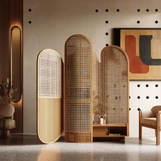 New Chinese-style creative solid wood screen partition for living room, tea room, study, high-end design sense screen for bedroom and entrance hall