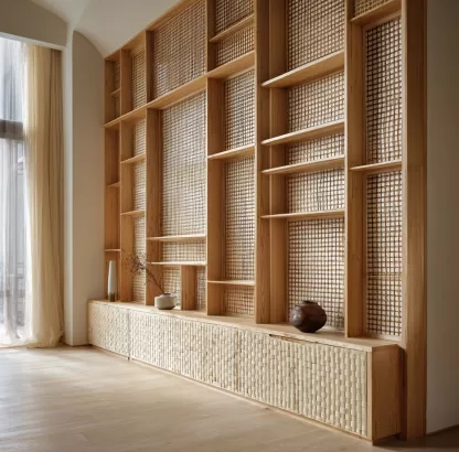 New Chinese-style creative solid wood rattan woven screen for living room, tea room, study, high-end design sense screen for bedroom and entrance hall - Image 3