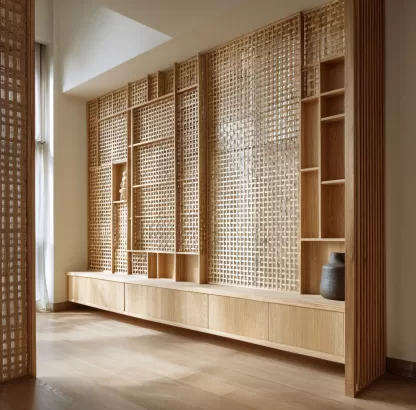 New Chinese-style creative solid wood rattan woven screen for living room, tea room, study, high-end design sense screen for bedroom and entrance hall - Image 2