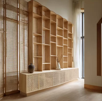 New Chinese-style creative solid wood rattan woven screen for living room, tea room, study, high-end design sense screen for bedroom and entrance hall - Image 3