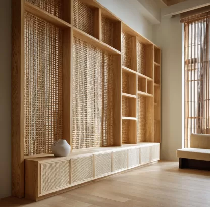 New Chinese-style creative solid wood rattan woven screen for living room, tea room, study, high-end design sense screen for bedroom and entrance hall - Image 4