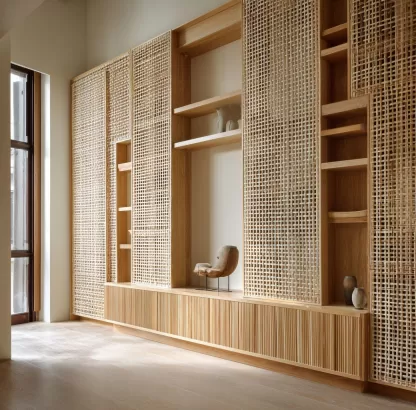 New Chinese-style creative solid wood rattan woven screen for living room, tea room, study, high-end design sense screen for bedroom and entrance hall - Image 5
