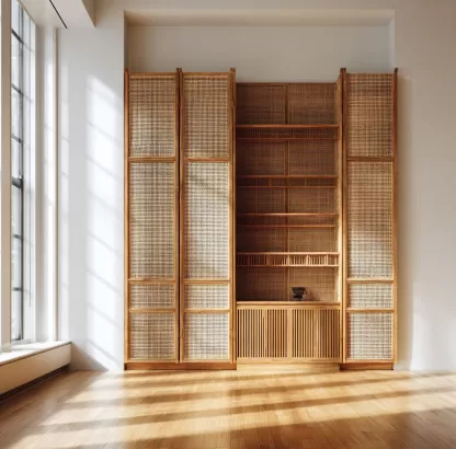 New Chinese-style creative solid wood rattan woven screen for living room, tea room, study, high-end design sense screen for bedroom and entrance hall - Image 10