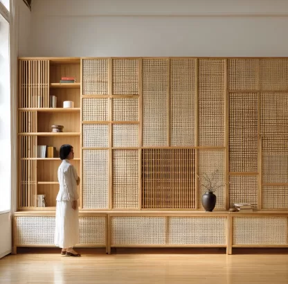 New Chinese-style creative solid wood rattan woven screen for living room, tea room, study, high-end design sense screen for bedroom and entrance hall - Image 8