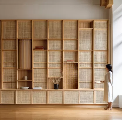 New Chinese-style creative solid wood rattan woven screen for living room, tea room, study, high-end design sense screen for bedroom and entrance hall - Image 9