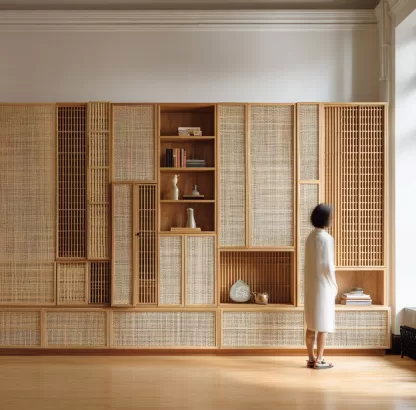 New Chinese-style creative solid wood rattan woven screen for living room, tea room, study, high-end design sense screen for bedroom and entrance hall - Image 7