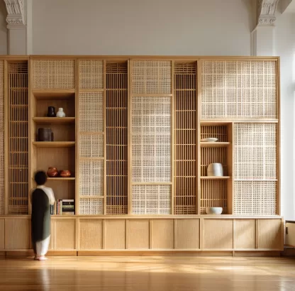 New Chinese-style creative solid wood rattan woven screen for living room, tea room, study, high-end design sense screen for bedroom and entrance hall - Image 8