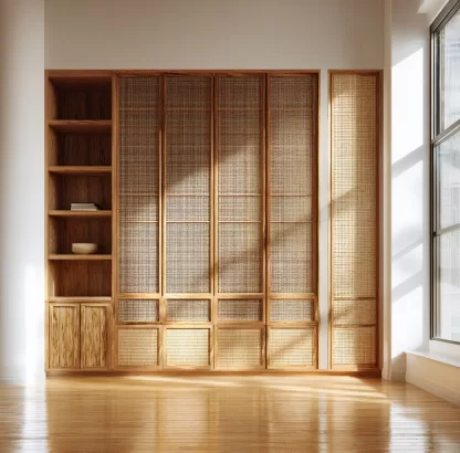 New Chinese-style creative solid wood rattan woven screen for living room, tea room, study, high-end design sense screen for bedroom and entrance hall - Image 4