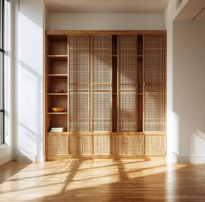 New Chinese-style creative solid wood rattan woven screen for living room, tea room, study, high-end design sense screen for bedroom and entrance hall - Image 5