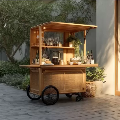 baoyihuang. A picture of an all wood rattan bar cart with wheel 39cab7c7 2c82 4d1f 9f15 272d907dd2c7 1
