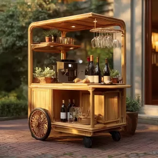 baoyihuang. A picture of an all wood rattan bar cart with wheel 39cab7c7 2c82 4d1f 9f15 272d907dd2c7 4