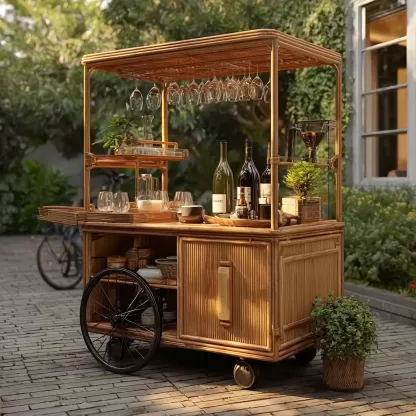 baoyihuang. A picture of an all wood rattan bar cart with wheel 9a679aa2 7ae9 46bf 8aa7 5b07c27b3a67 2