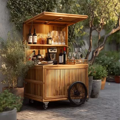 baoyihuang. A picture of an all wood rattan bar cart with wheel 9a679aa2 7ae9 46bf 8aa7 5b07c27b3a67 4