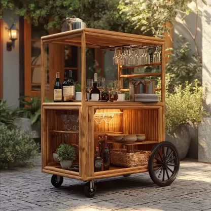 baoyihuang. A picture of an all wood rattan bar cart with wheel a2d653e1 983f 484a 9a37 193b51c525c1 2
