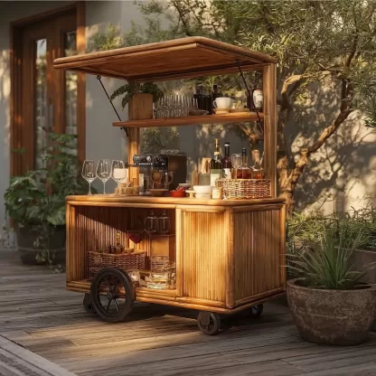 baoyihuang. A picture of an all wood rattan bar cart with wheel a2d653e1 983f 484a 9a37 193b51c525c1 4