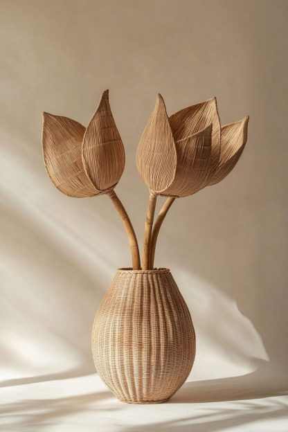Simple woven fragrant pear wall hanging vase, creative hanging flower basket decoration, rattan woven flower arrangement, wall hanging, hanging flowers - Image 9