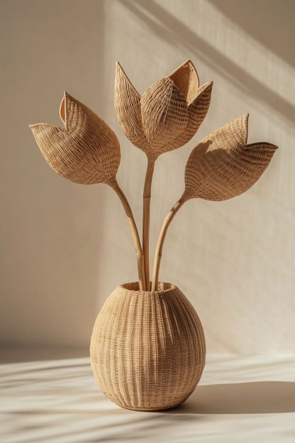 Simple woven fragrant pear wall hanging vase, creative hanging flower basket decoration, rattan woven flower arrangement, wall hanging, hanging flowers - Image 7