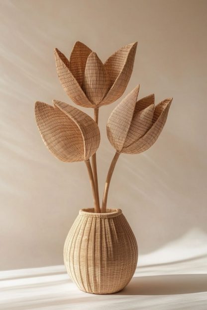Simple woven fragrant pear wall hanging vase, creative hanging flower basket decoration, rattan woven flower arrangement, wall hanging, hanging flowers