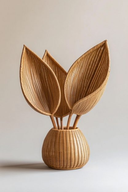 Wabi-sabi style rattan and bamboo woven baskets, vases, living room entrance, dining table decorations and ornaments - Image 9