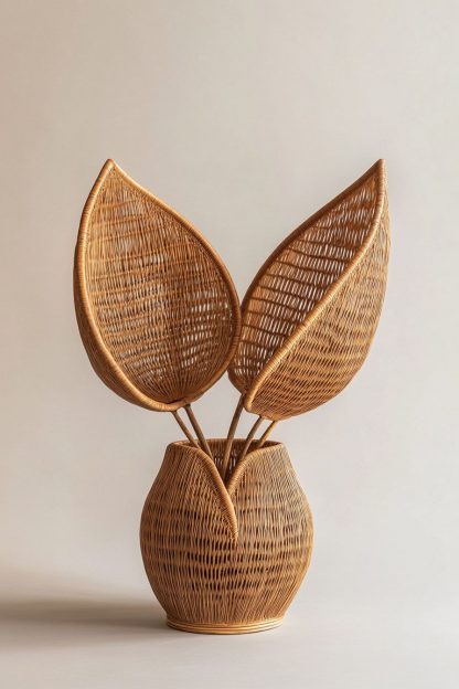 Wabi-sabi style rattan and bamboo woven baskets, vases, living room entrance, dining table decorations and ornaments - Image 8