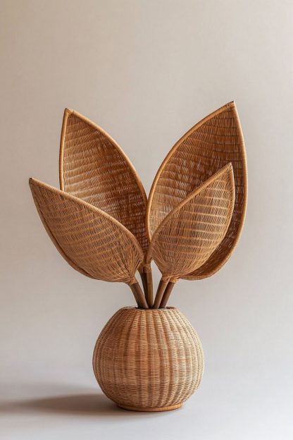 Wabi-sabi style rattan and bamboo woven baskets, vases, living room entrance, dining table decorations and ornaments - Image 7