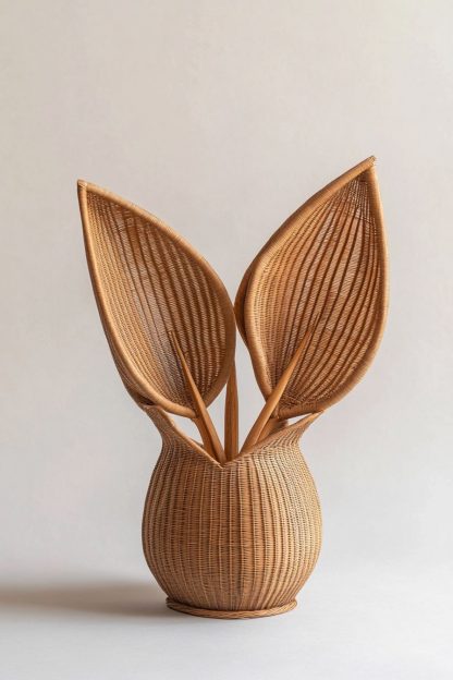 Wabi-sabi style rattan and bamboo woven baskets, vases, living room entrance, dining table decorations and ornaments - Image 6