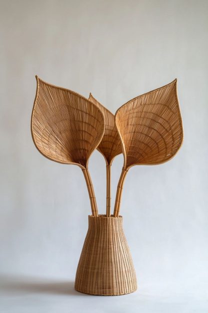Simple style living room dining table decoration, ironwork leaf real vase decoration, hand-woven creative rattan vase - Image 8
